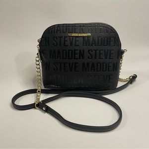 STEVE MADDEN HANDBAG  Stamped Logo Black With GOLD Hardware